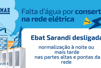 Desligamento de energia elétrica neste domingo causa falta dágua. Saiba mais.