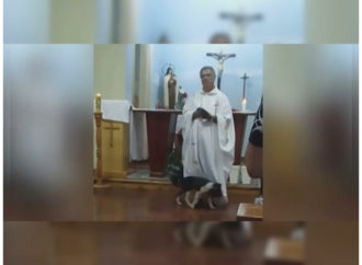 VÍDEO: Cão viraliza após “invadir” missa para brincar com o padre no RS