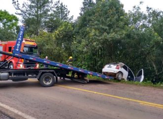 Carro colide em árvore, cai de barranco e motorista morre