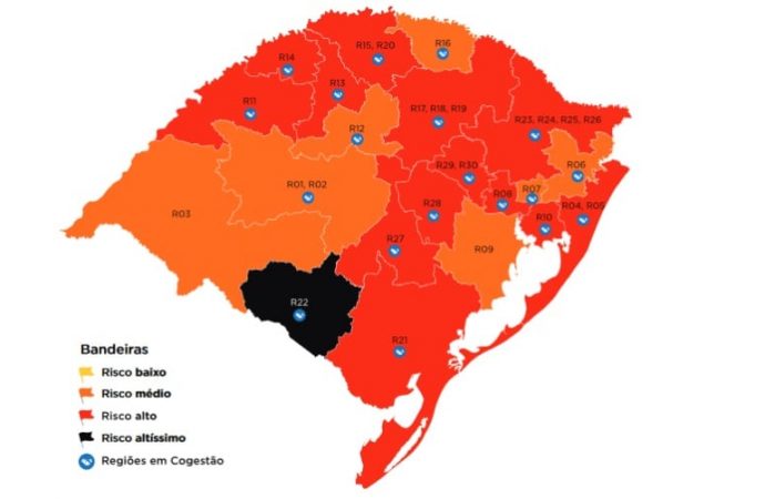 RS volta a apresentar bandeira preta no primeiro mapa prévio de 2021