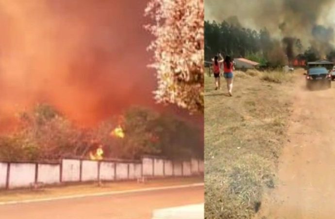 VÍDEO: Incêndio de grandes proporções atinge área urbana e assusta moradores de Bela Vista