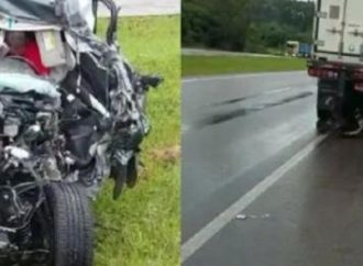 Acidente entre caminhão e camioneta deixa uma pessoa ferida na BR-116