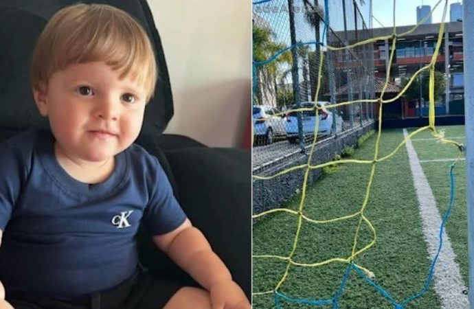 Bebê de 1 ano é achado morto em creche com pescoço preso em rede de gol em campo de futebol