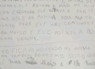 Menina de 09 anos escreve carta relatando ter sido estuprada pelo pai e avô