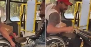 Cadeirantes brigam entre si e um cai da cadeira de rodas em ônibus; veja o vídeo